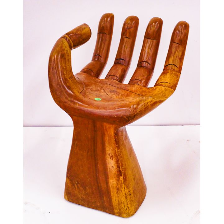 Pedro Friedeberg Style Carved Wood Hand Stool- 20x13x14''