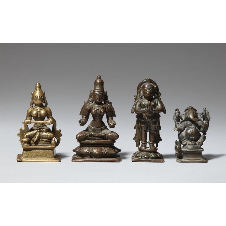 A group of copper alloy figures. Southern India. 17th century and later