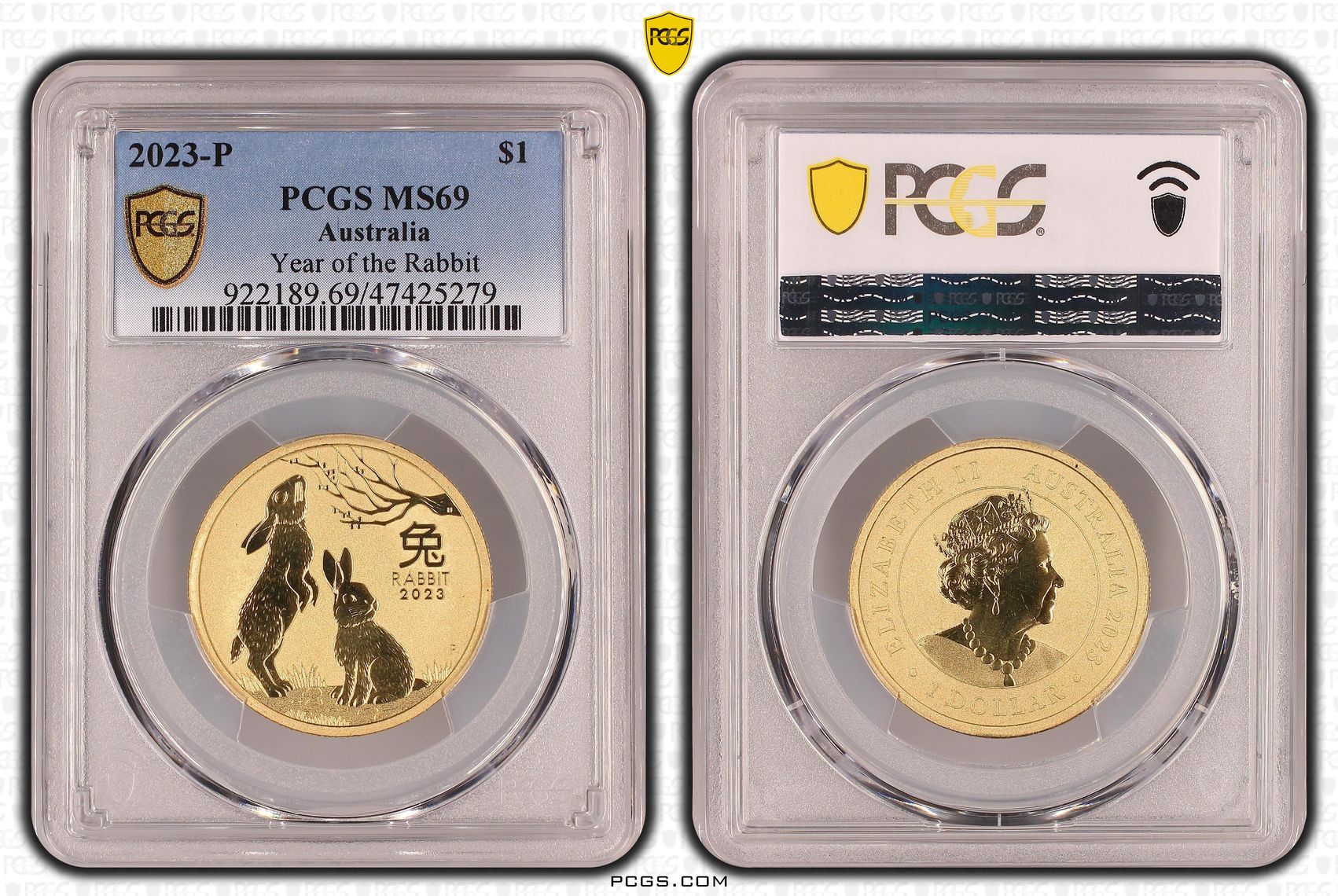 Year of the Rabbit, One Dollar, 2023-P, PCGS MS 69