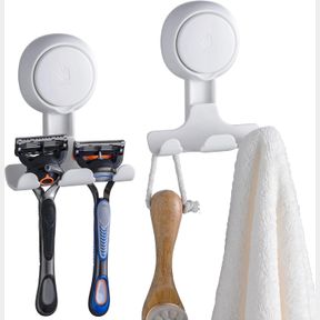 ROUND, WHITE TAILI SHOWER RAZOR HOLDER SUCTION CUP, VACUUM HANGER DOOR HOOKS FOR SHOWER WALL TOWEL LOOFAH SPONGE BATHROOM, REMOVAB