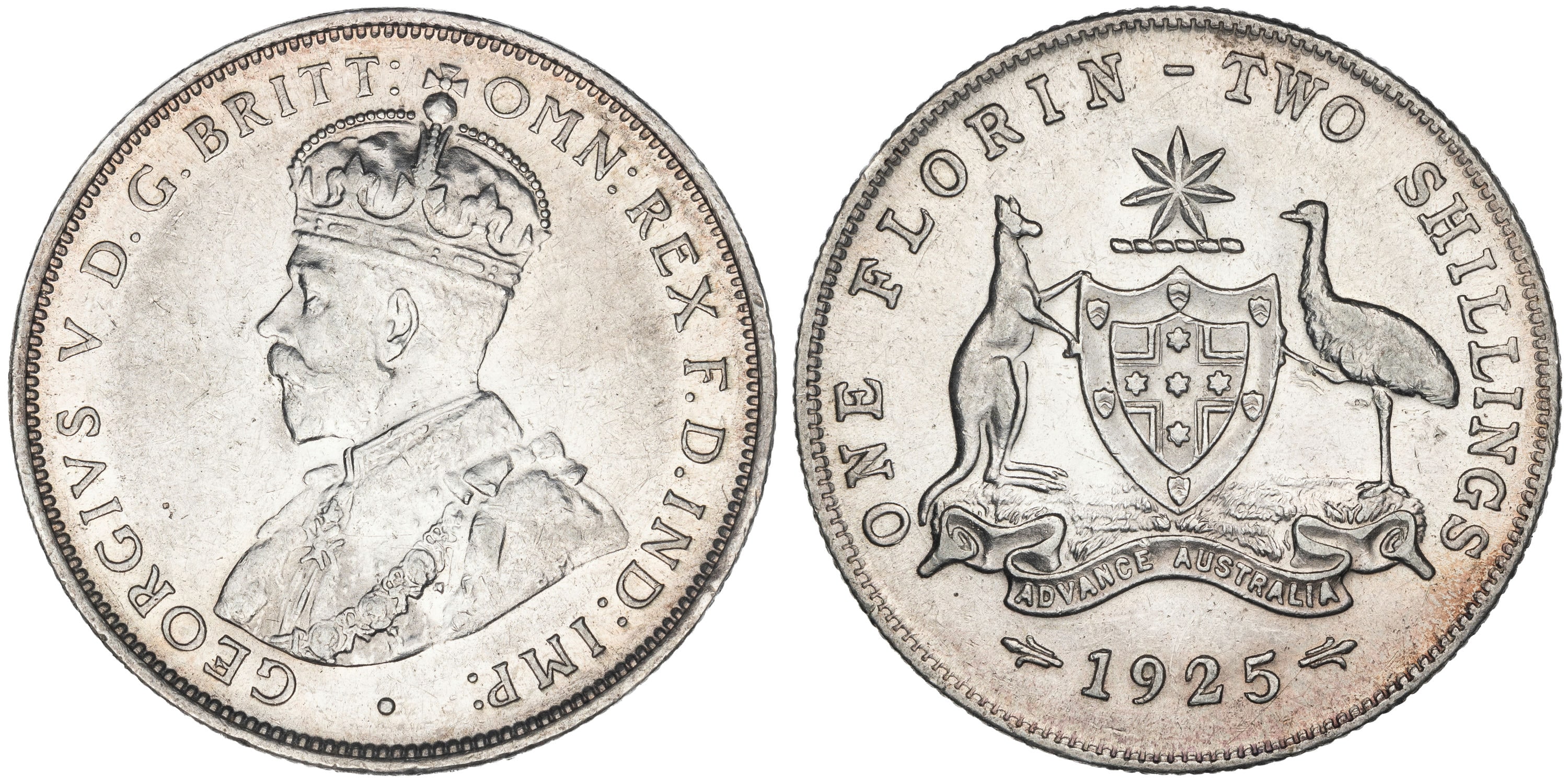 George V, Florin, 1925, EF