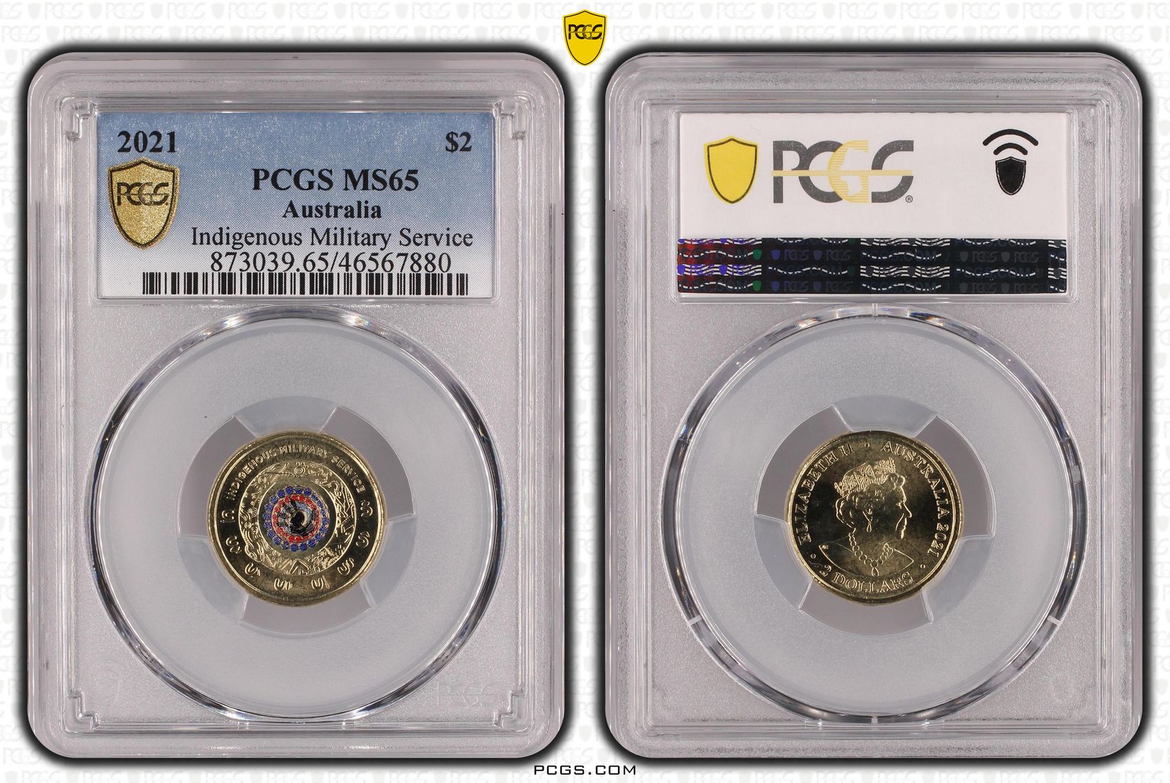 Indigenous Military Service Colourised, Two Dollar, 2021, PCGS MS65