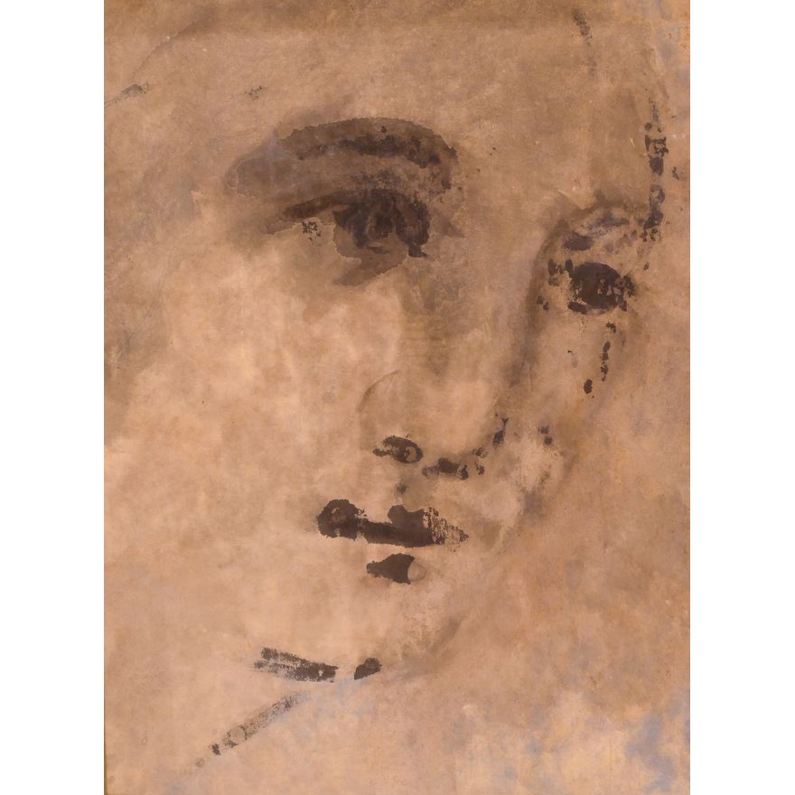Richard H Davis (1932-2001) ''Face'' Sumi Ink / Watercolor on Paper. Framed Measurements 40x30''