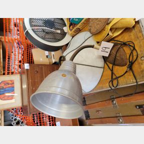 Large stained glass lamp cover and Cast Iron flex lamp