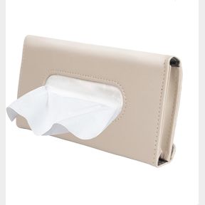 SUN VISOR NAPKIN & MASK HOLDER - CAR TISSUE BOX WITH REFILL (BEIGE)