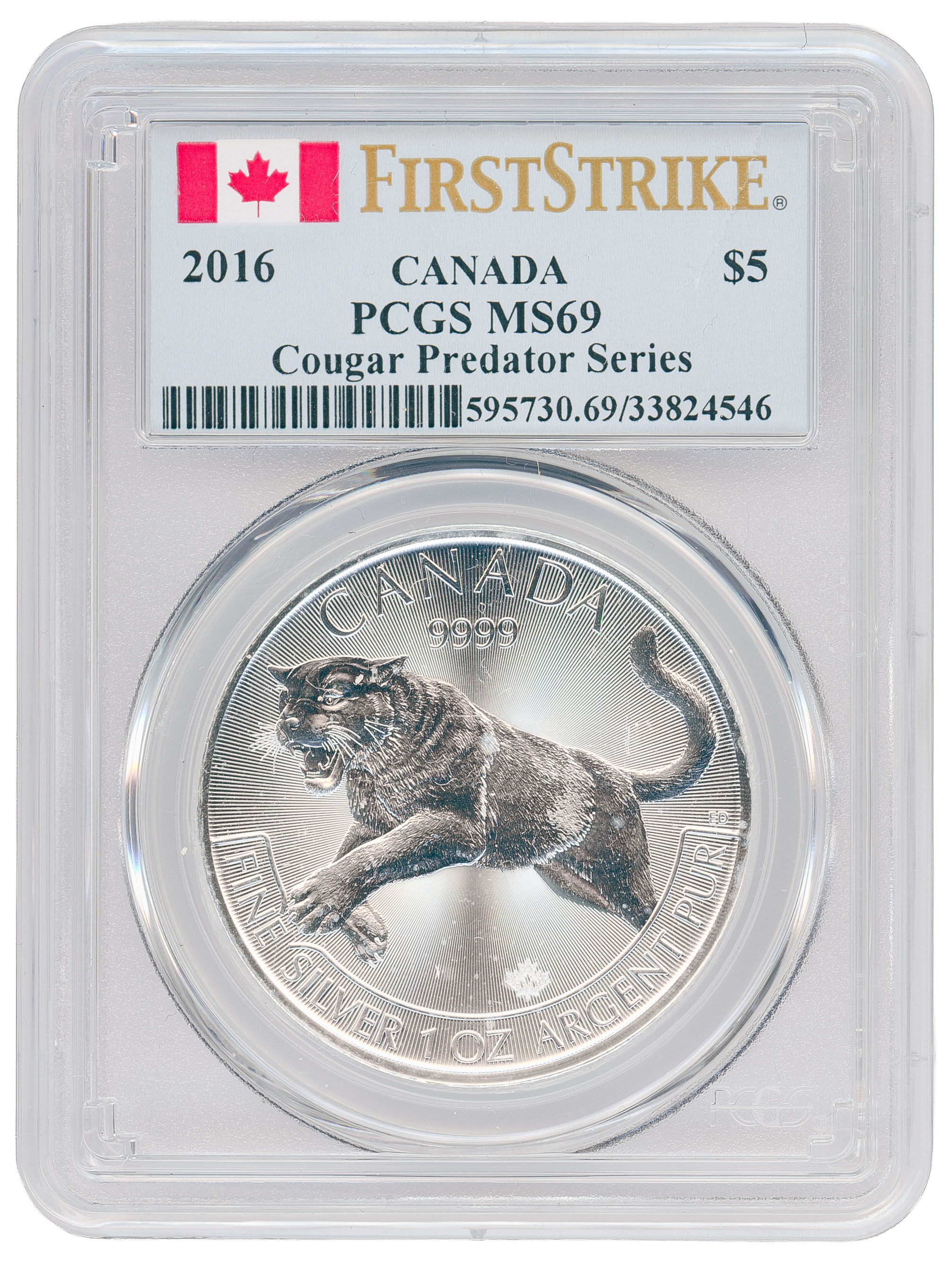 Canada, Cougar Predator Series, Five Dollar, 2016, PCGS MS69