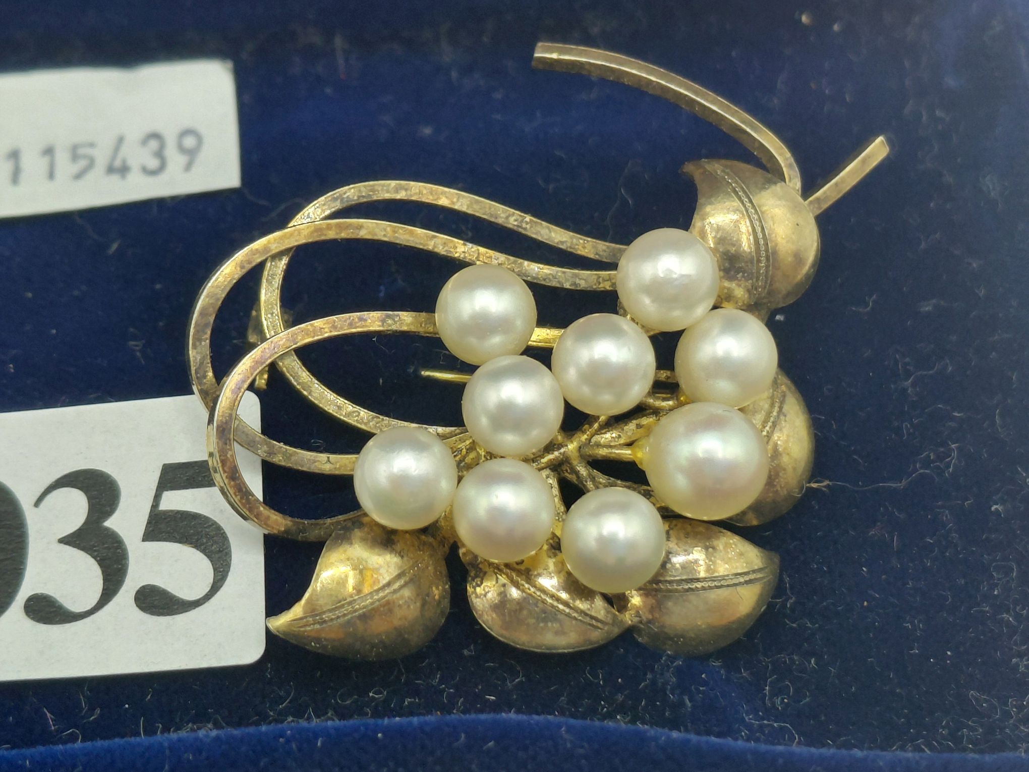 Gilded Pearl Brooch