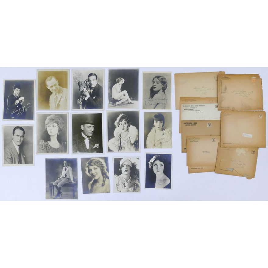 Box 14pc Silent Movie Star Press Photos with Envelopes