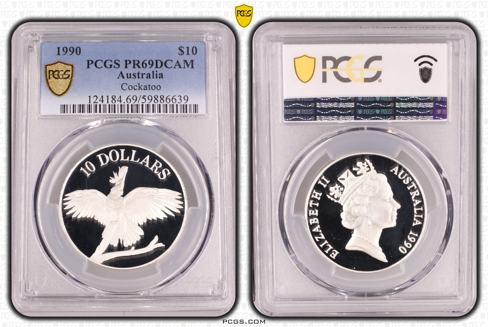 Cockatoo, Ten Dollar, 1990, PCGS PR69DCAM