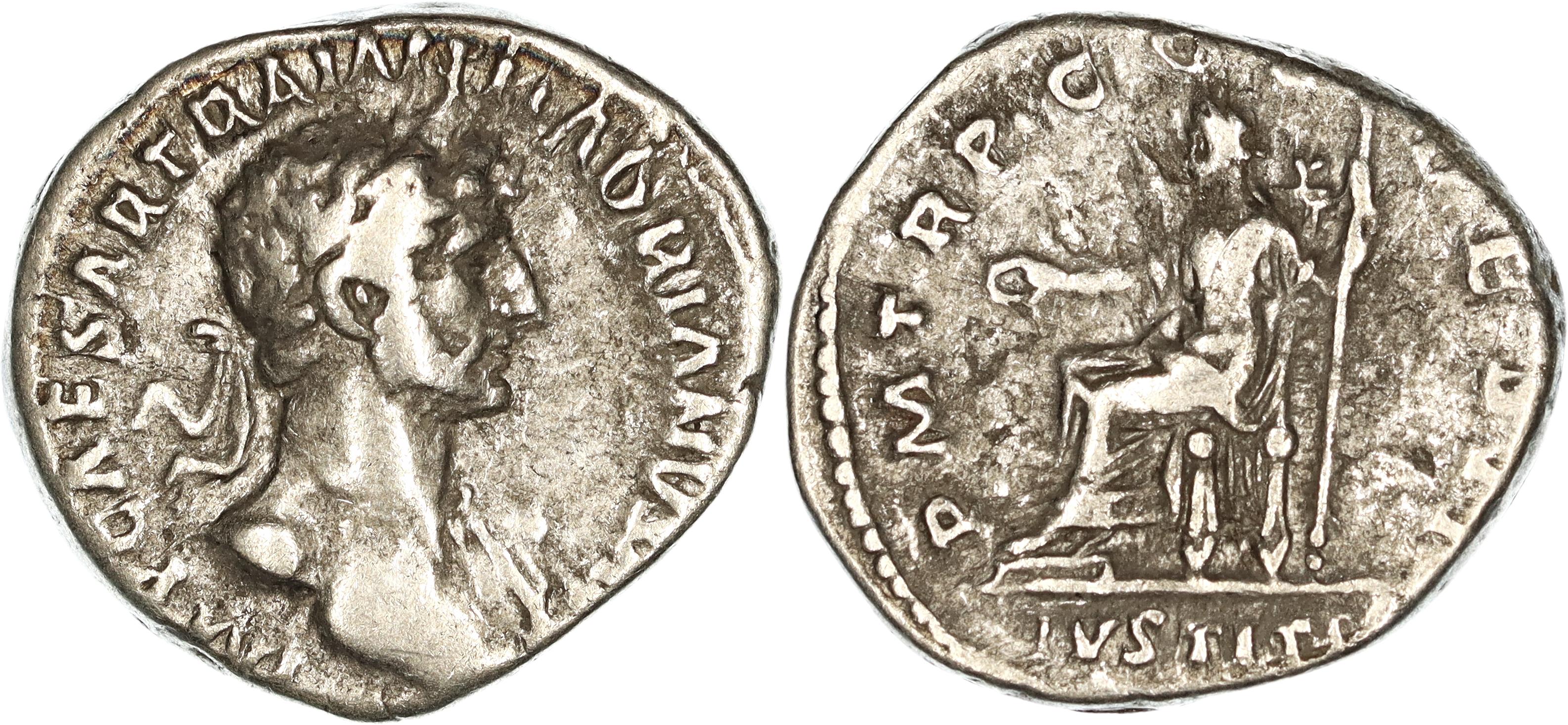 Roman Empire, Hadrian, Silver Denarius, 117 AD, gF-nVF