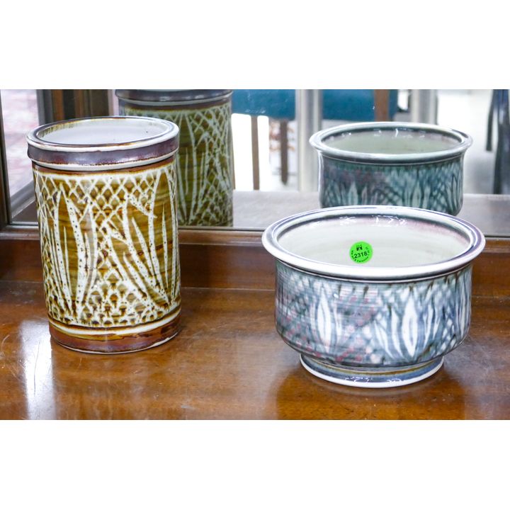 2pc Louis Mideke Porcelain Leaf Bowl and Jar 7'' Approx.