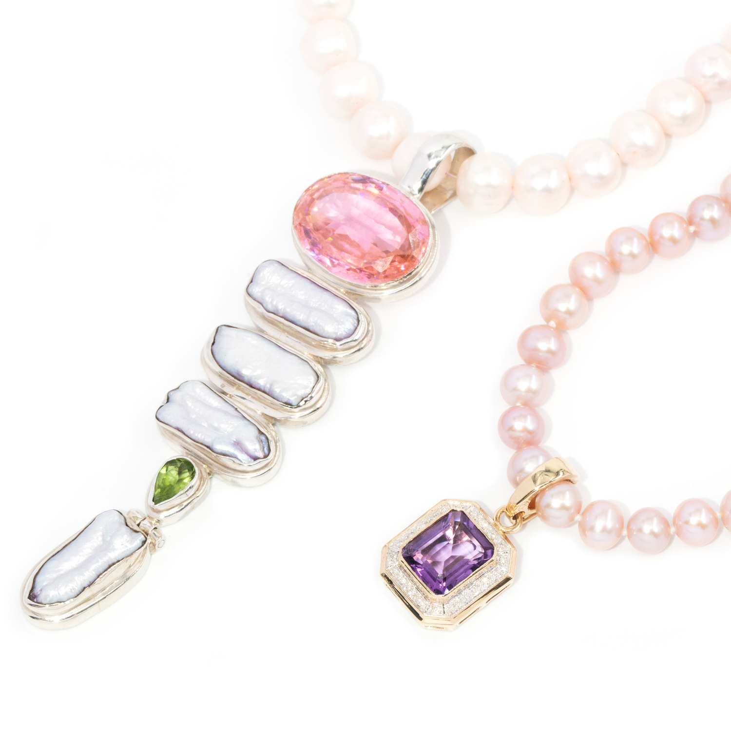 76 · 2 Strands of Freshwater Pearls with Enhancers