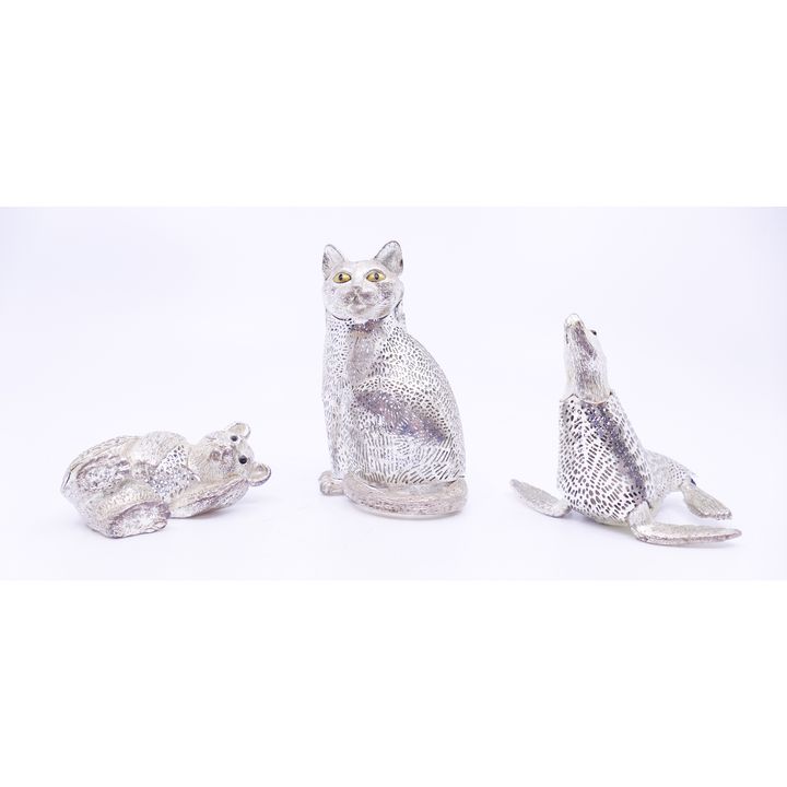 3pc Christofle Silver Plated Animal Figures. Largest 3.5''
