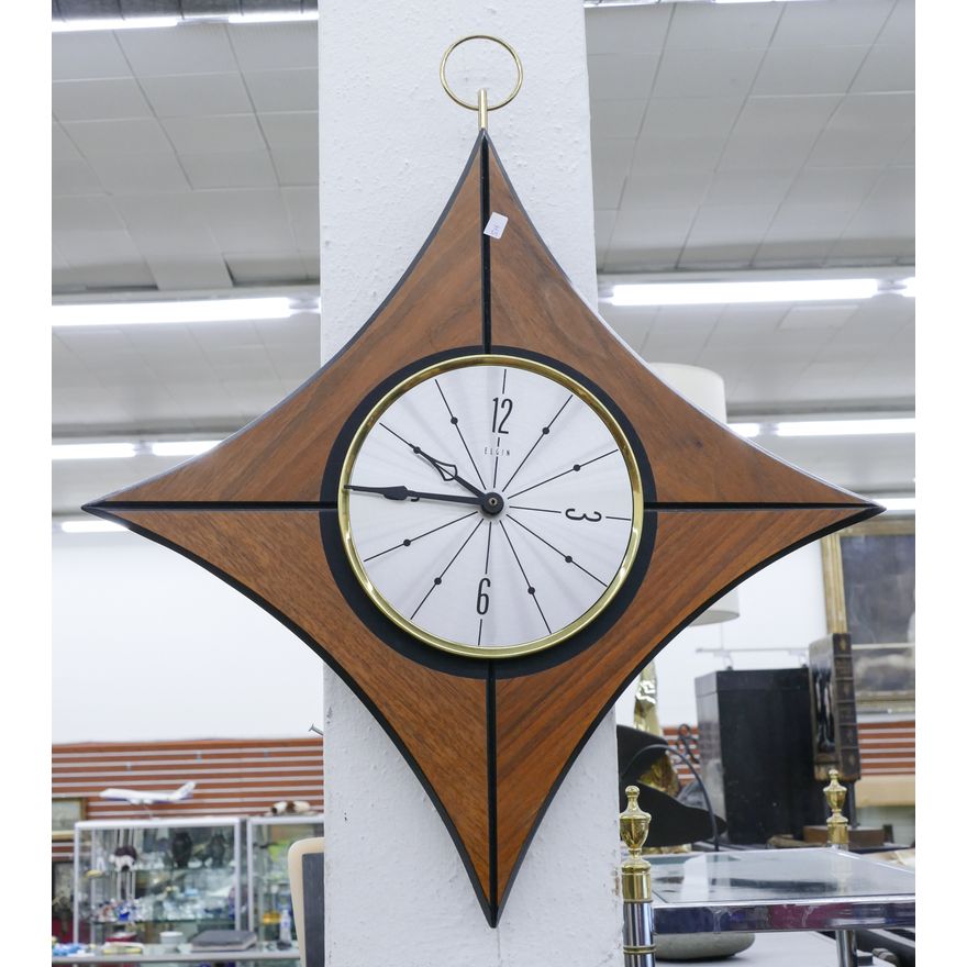 Midcentury Elgin Hanging Diamond Clock- 23x20''