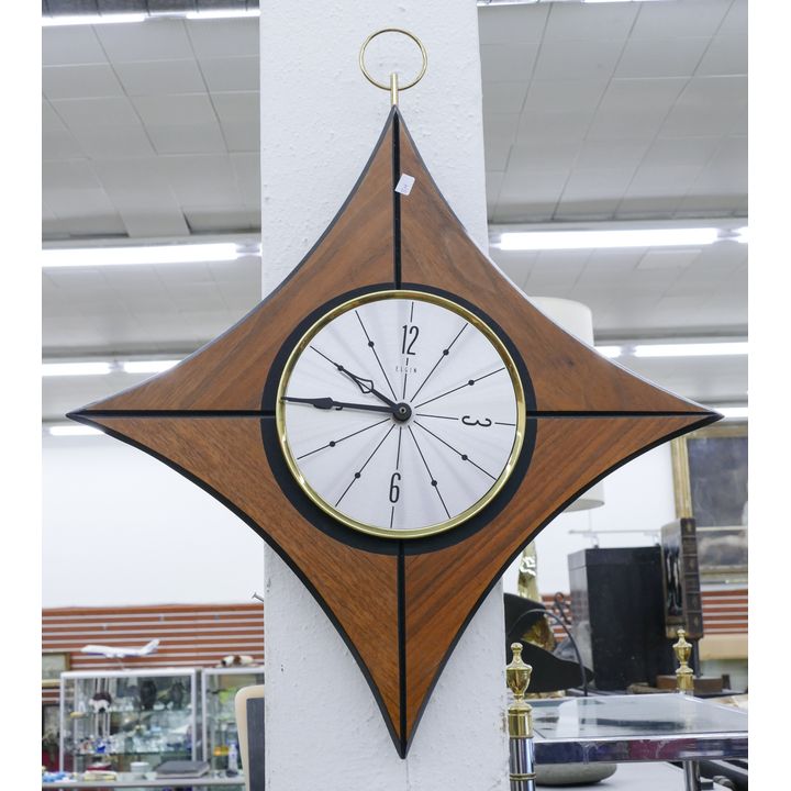 Midcentury Elgin Hanging Diamond Clock- 23x20''
