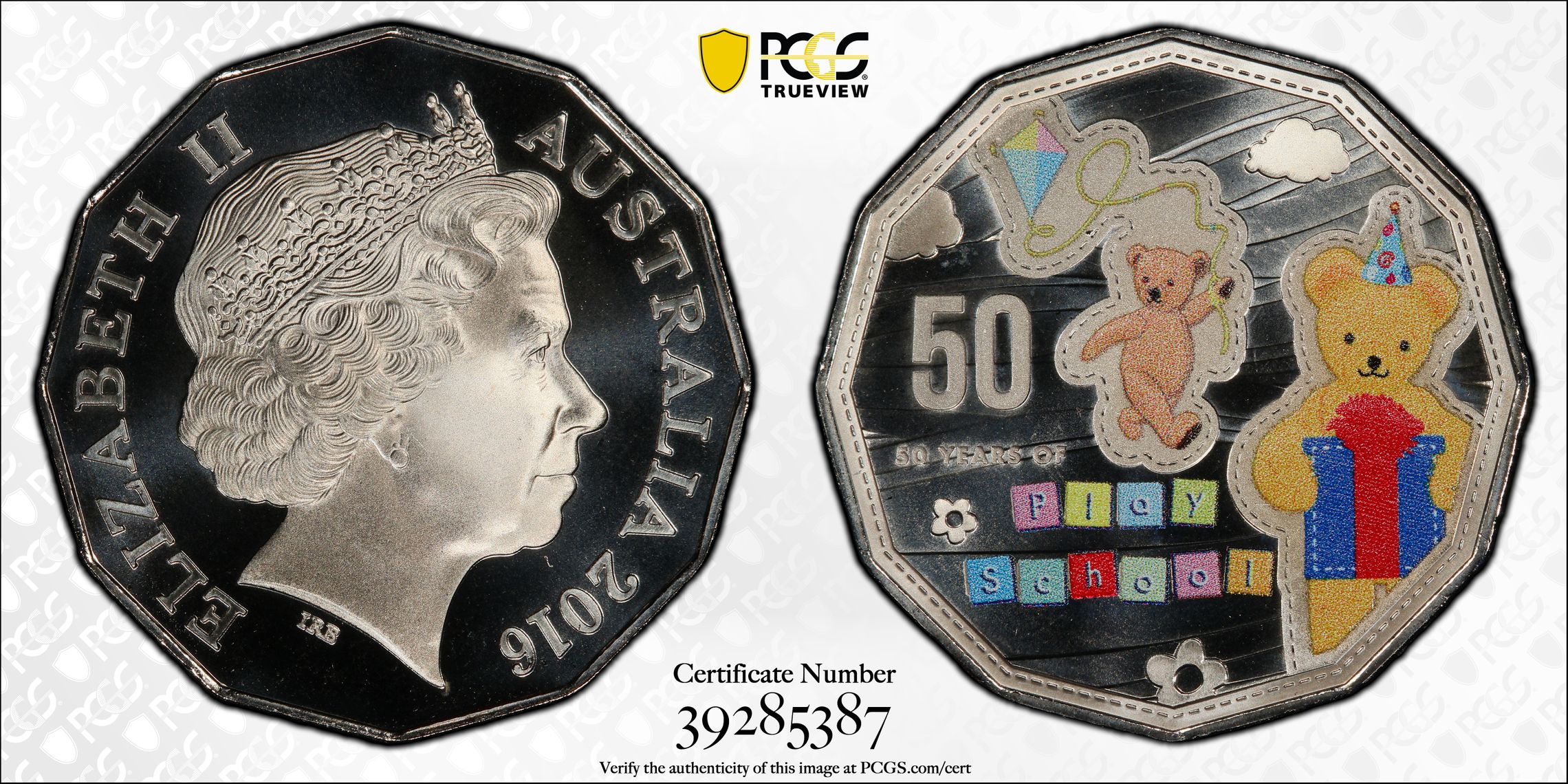 Big Ted Play School Colourised, Fifty Cent, 2016, PCGS MS69