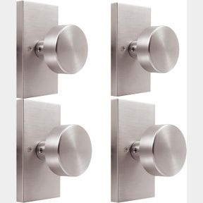 DUMMY 4 PACK BRUSHED NICKEL DUMMY DOOR KNOB INTERIOR, MODERN DUMMY DOOR HANDLES FOR BIFOLD AND CLOSET DOOR KNOBS, 2 PACK