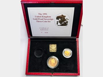 1991 ELIZABETH II PROOF GOLD 2 POUND & HALF SOVEREIGN IN CASE