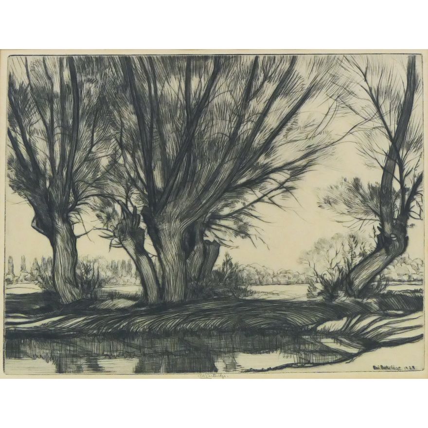 Roi Partridge 'Willow Pool No. 2 (Lone Pine, CA)' Etching, 1923.