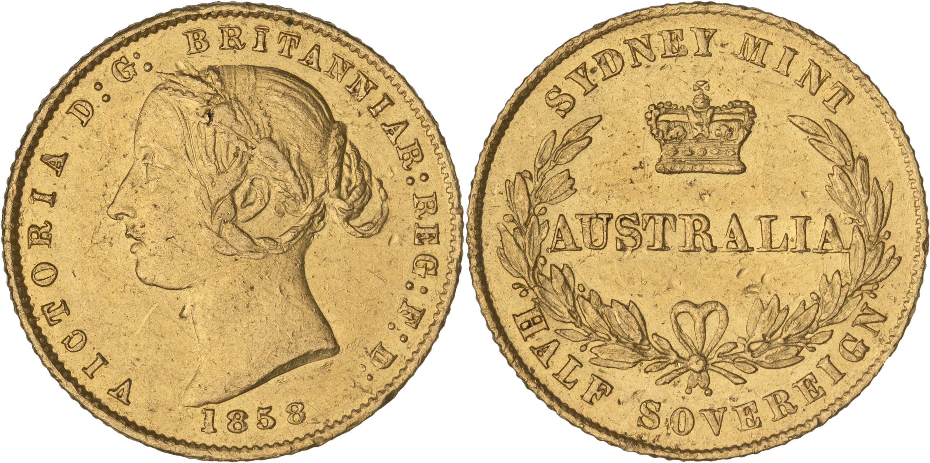 Victoria, Sydney Mint Reverse - Type II, Half Sovereign, 1858, gVF