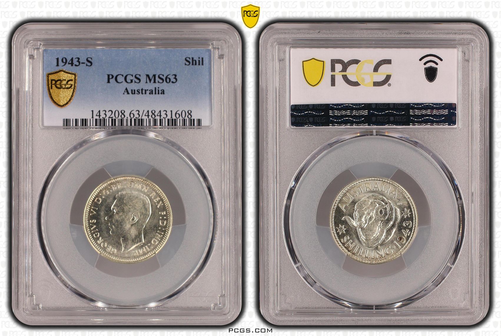 George VI, Shilling, 1943-S, PCGS MS63