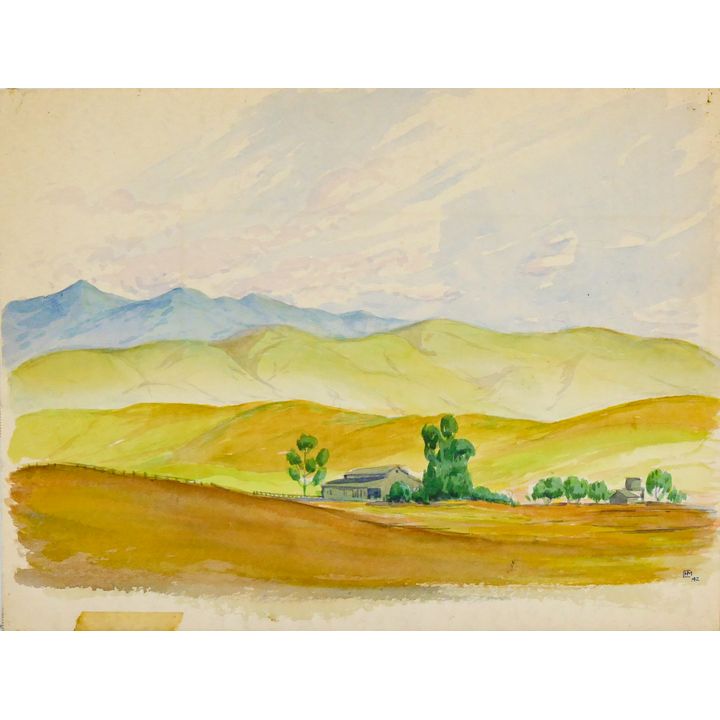 Initialed CHM ''Santa Monica'' (Landscape) 1942 Watercolor