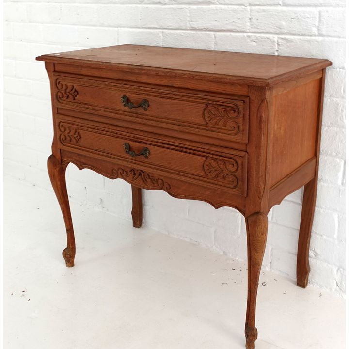 BELGIAN OAK TWO-DRAWER SIDE TABLE