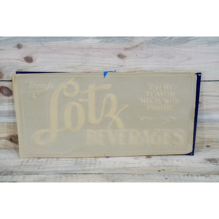 New Old Stock Drink Lotz Beverages SST Embossed Metal Sign TAC 9