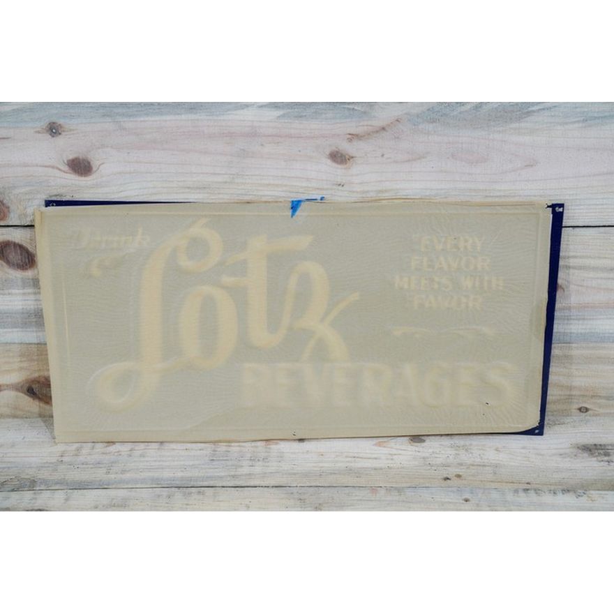 New Old Stock Drink Lotz Beverages SST Embossed Metal Sign TAC 9