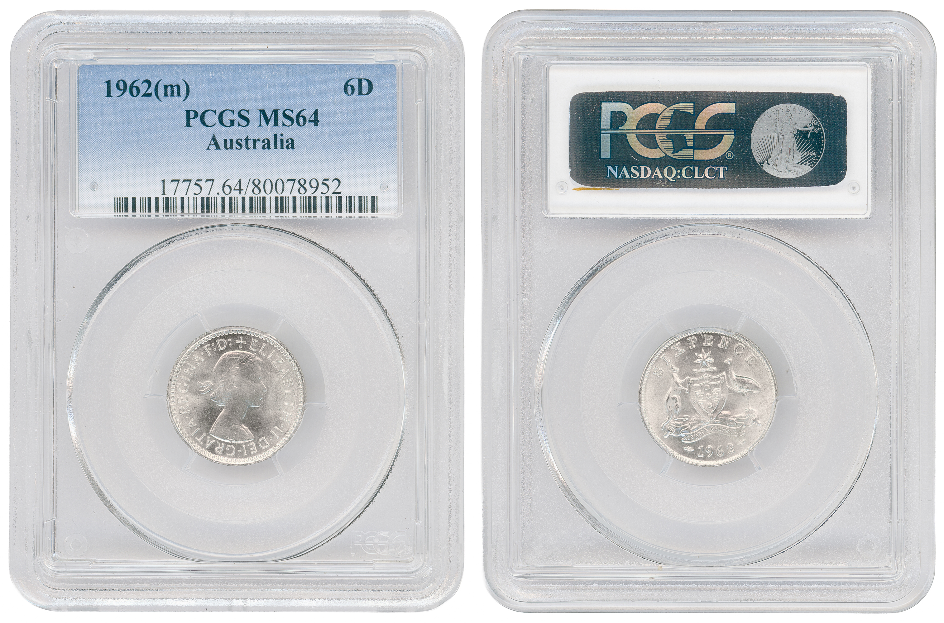 Elizabeth II, Sixpence, 1962(m), PCGS MS64