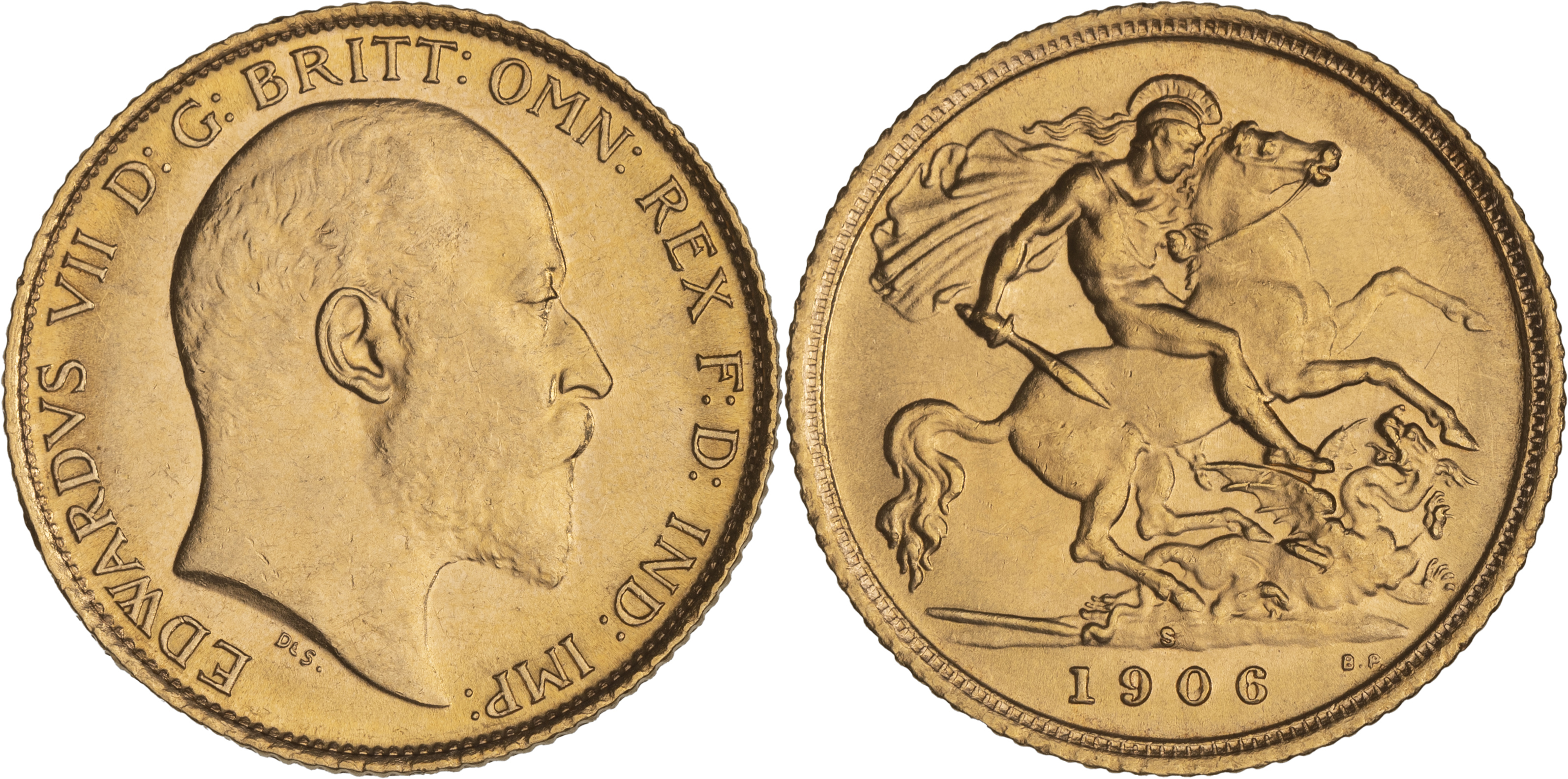 Edward VII, St George Reverse, Half Sovereign, 1906-S, UNC