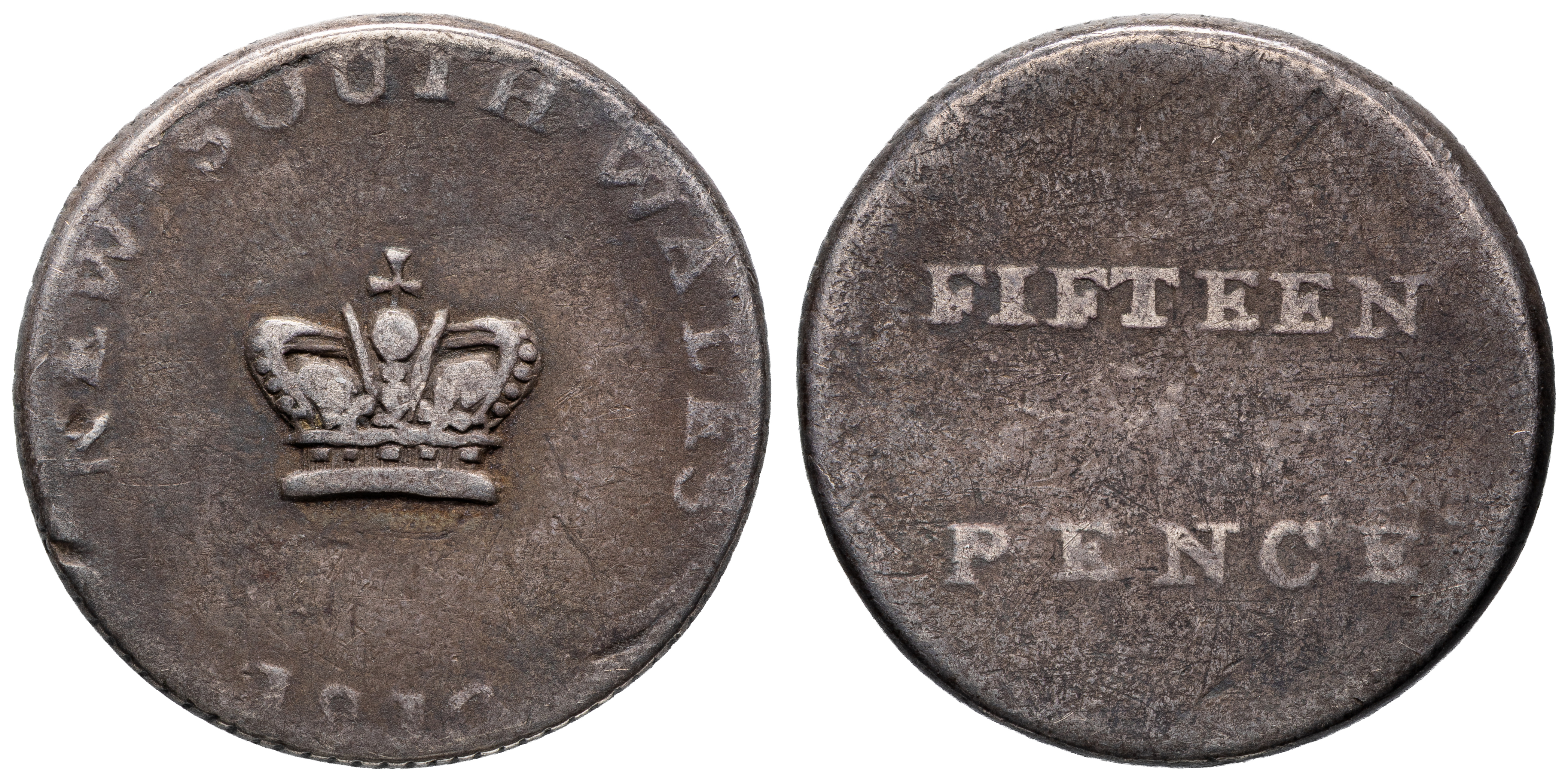 New South Wales - Dump, Fifteen Pence, 1813, aF - F