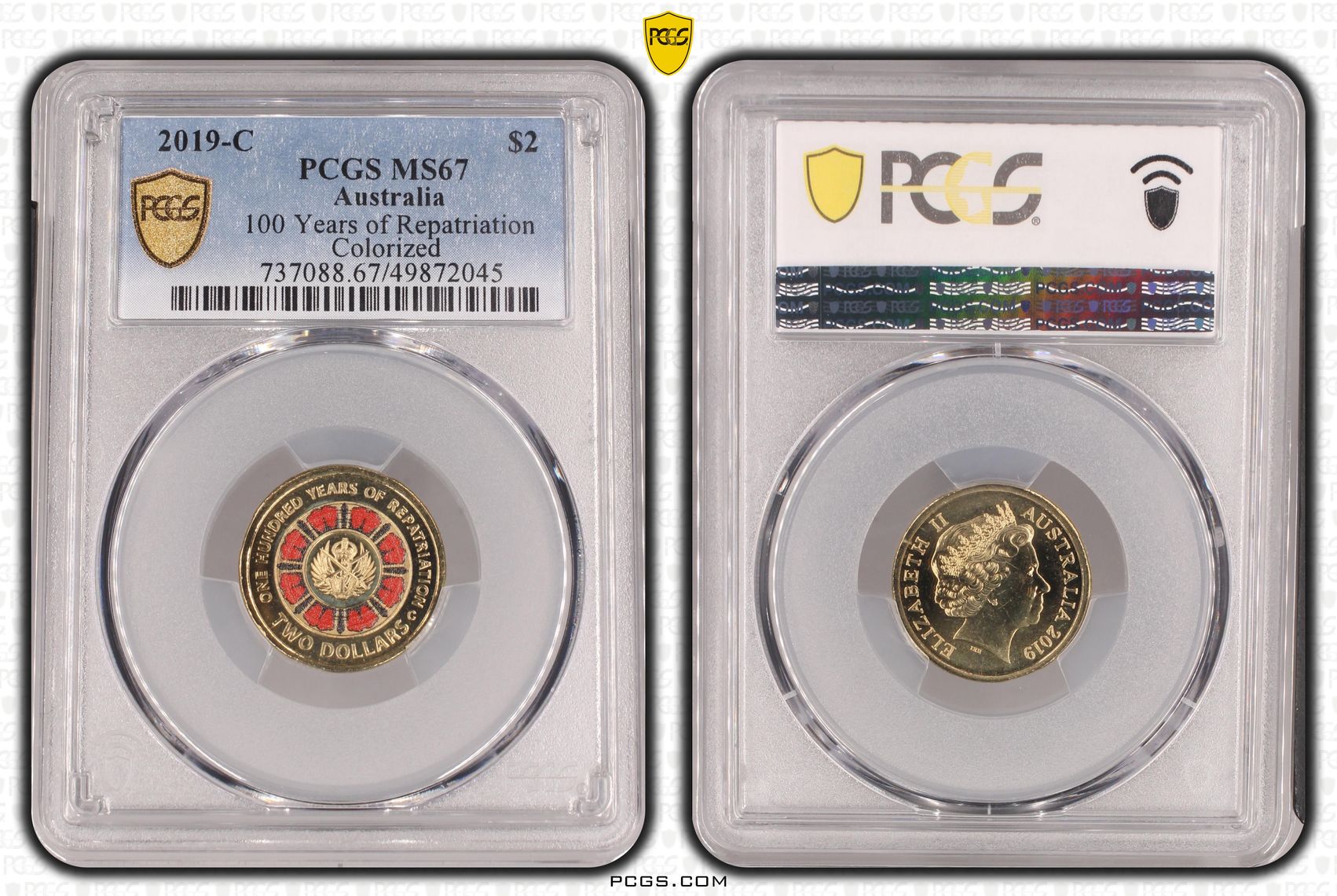 494 · Elizabeth II, 100 Years of Repatriation Colorized , Two Dollar, 2019-C, PCGS MS67