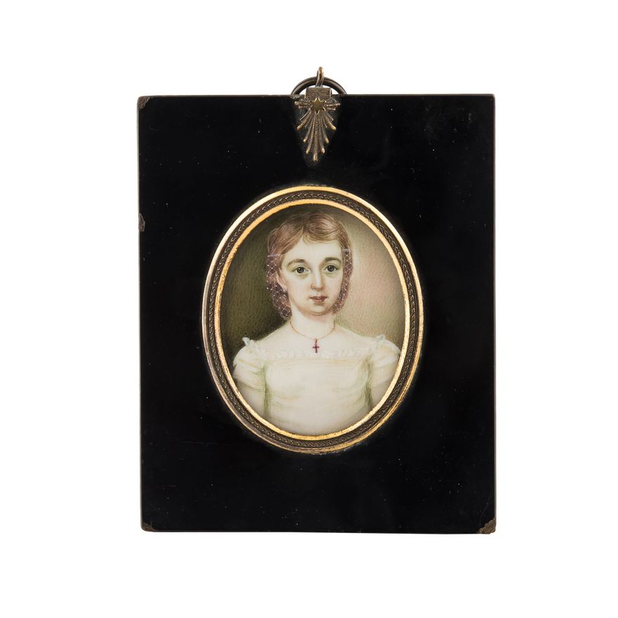 Miniatura - portret młodej damy, Anglia, k. XIX w.