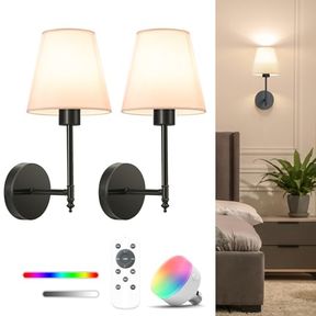 NIORSUN 14.5 INCH BATTERY OPERATED WALL SCONCE SET OF 2,BLACK RECHARGEABLE WALL LIGHTS WITH 5200MAH DIMMABLE DETACHABLE BULBS AND