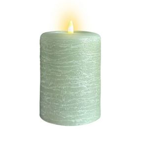 LUMIPUR 3.5"X5" SIGNATURE NATURAL GLOW FLAMELESS WAX PILLAR LED CANDLE SAGE GREEN
