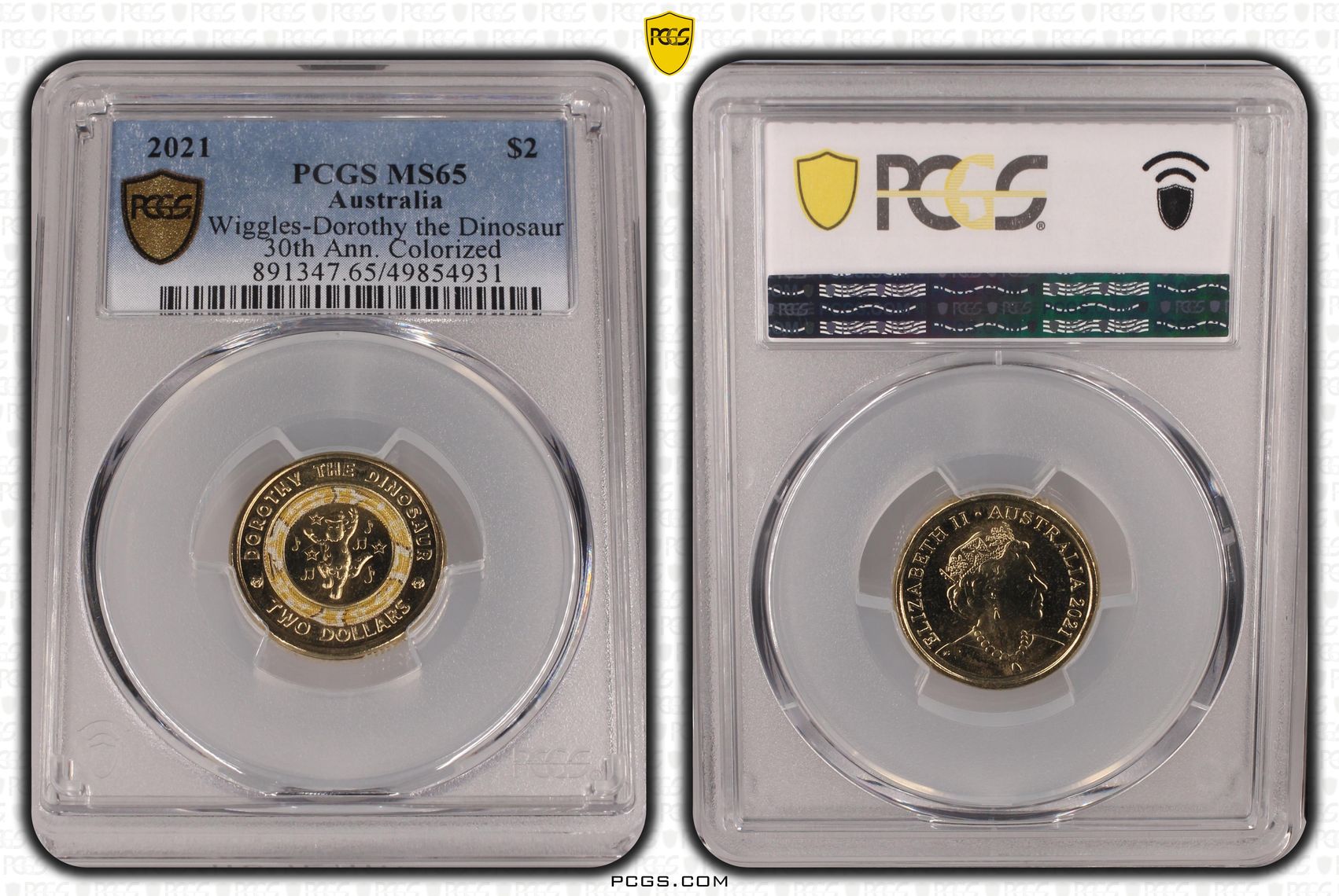 Wiggles-Dorothy the Dinosaur , Two Dollar, 2021, PCGS MS65
