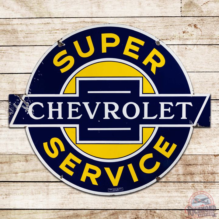 Chevrolet Super Service 42" Die Cut Double Sided Porcelain Sign