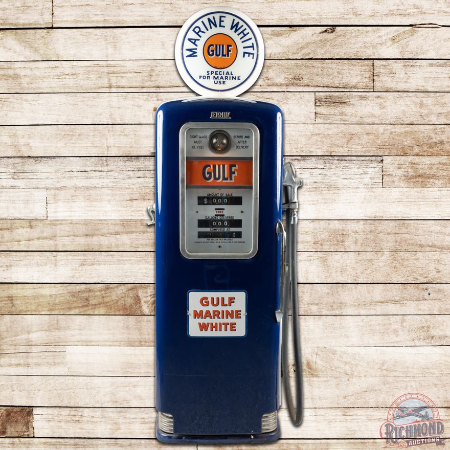 Erie 748 Gas Pump Restored Gulf Marine White