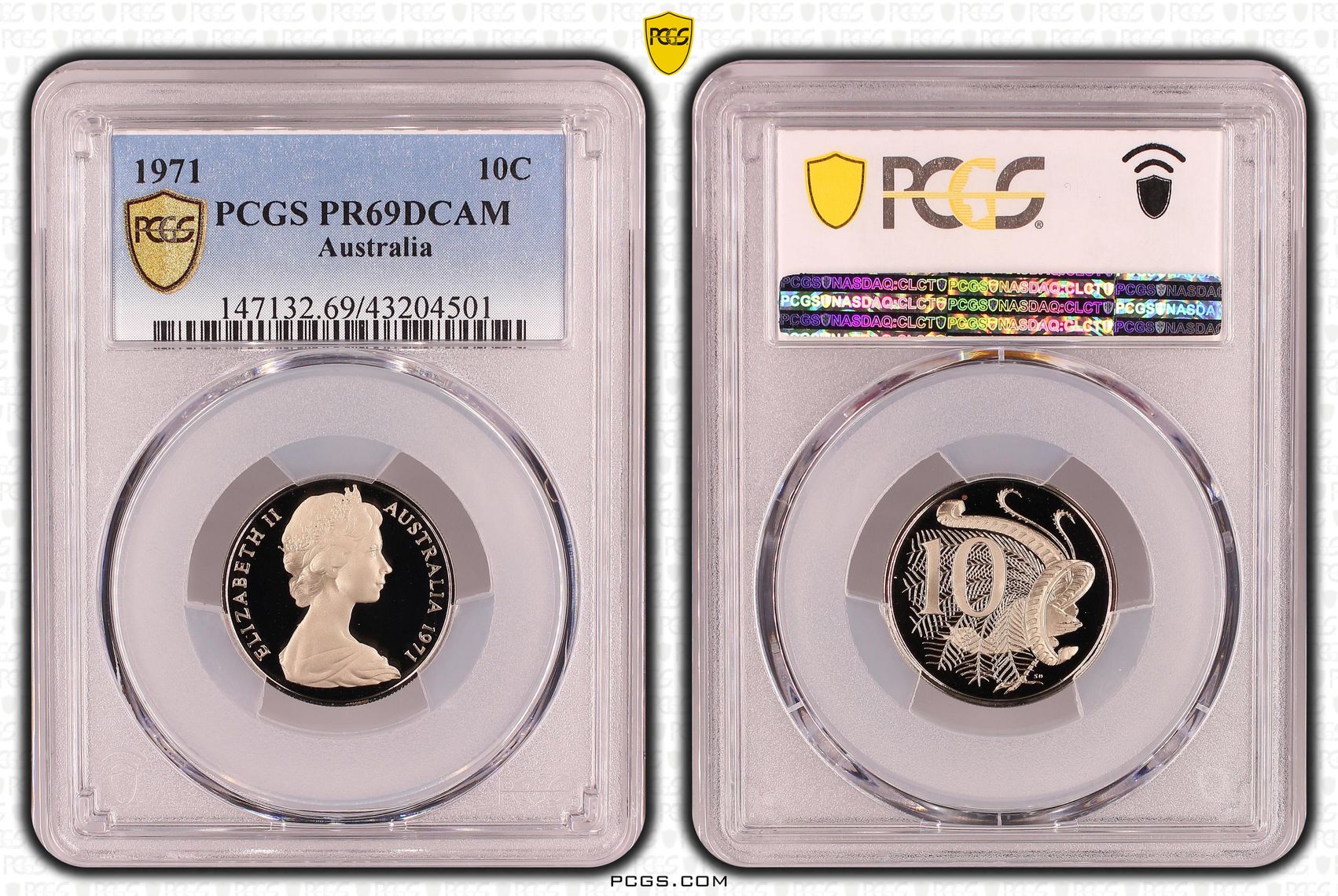 Ten Cent, 1971, Pcgs Pr69dcam