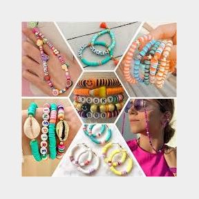 Assorted Beads with Elastic - beads elastic jewellery craft kit DIY-Bar 9902123350899- 51745/18657