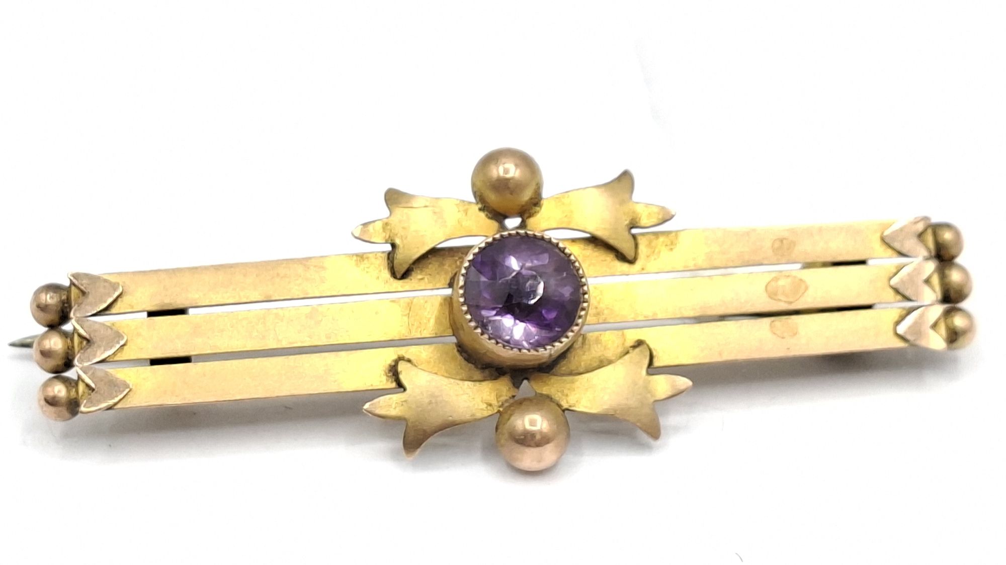9ct Gold Amethyst Brooch