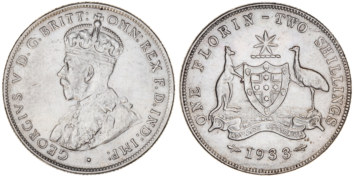 George V, Florin, 1933, Fine