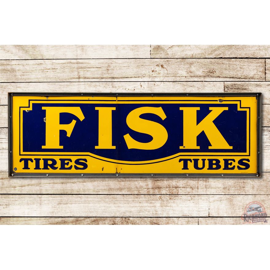 6' Fisk Tires & Tubes Porcelain Sign & Frame
