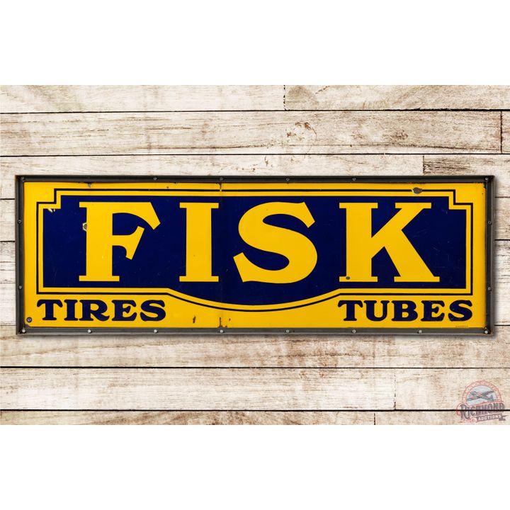 6' Fisk Tires & Tubes Porcelain Sign & Frame