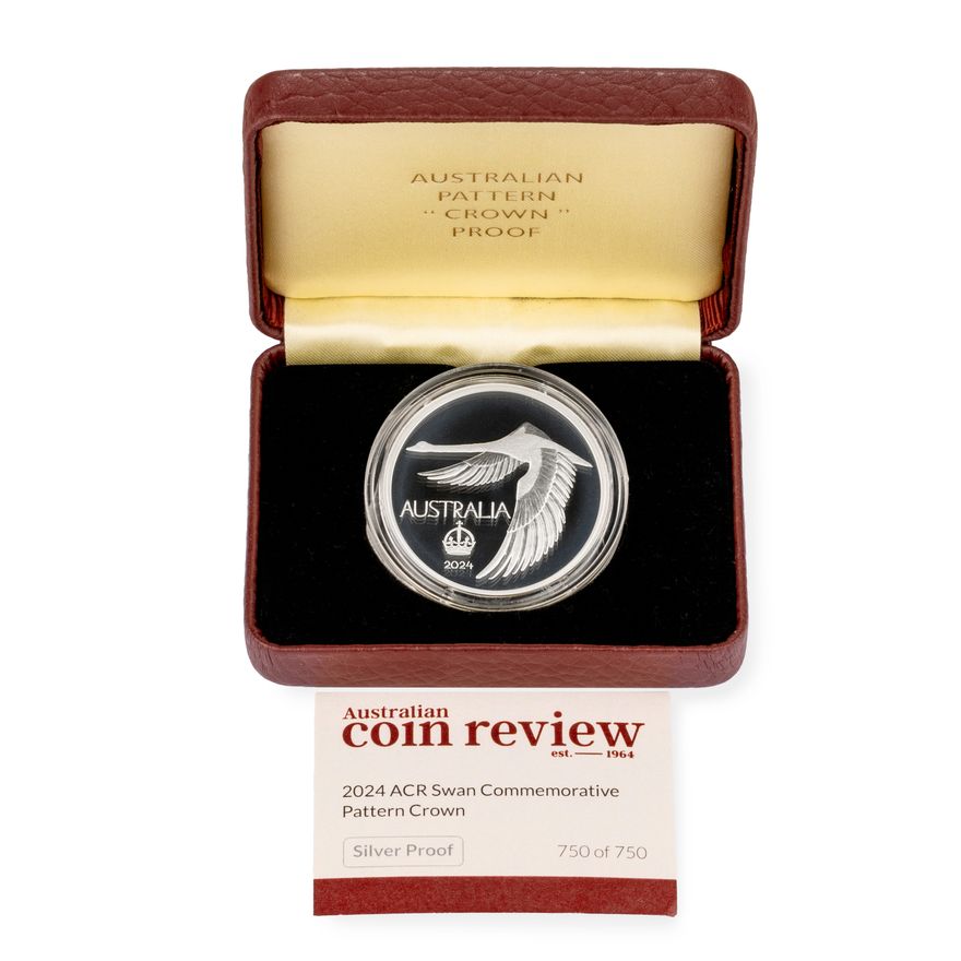 Cert #750/750, 2024 ACR Swan Commemorative Pattern Crown Silver Proof, FDC