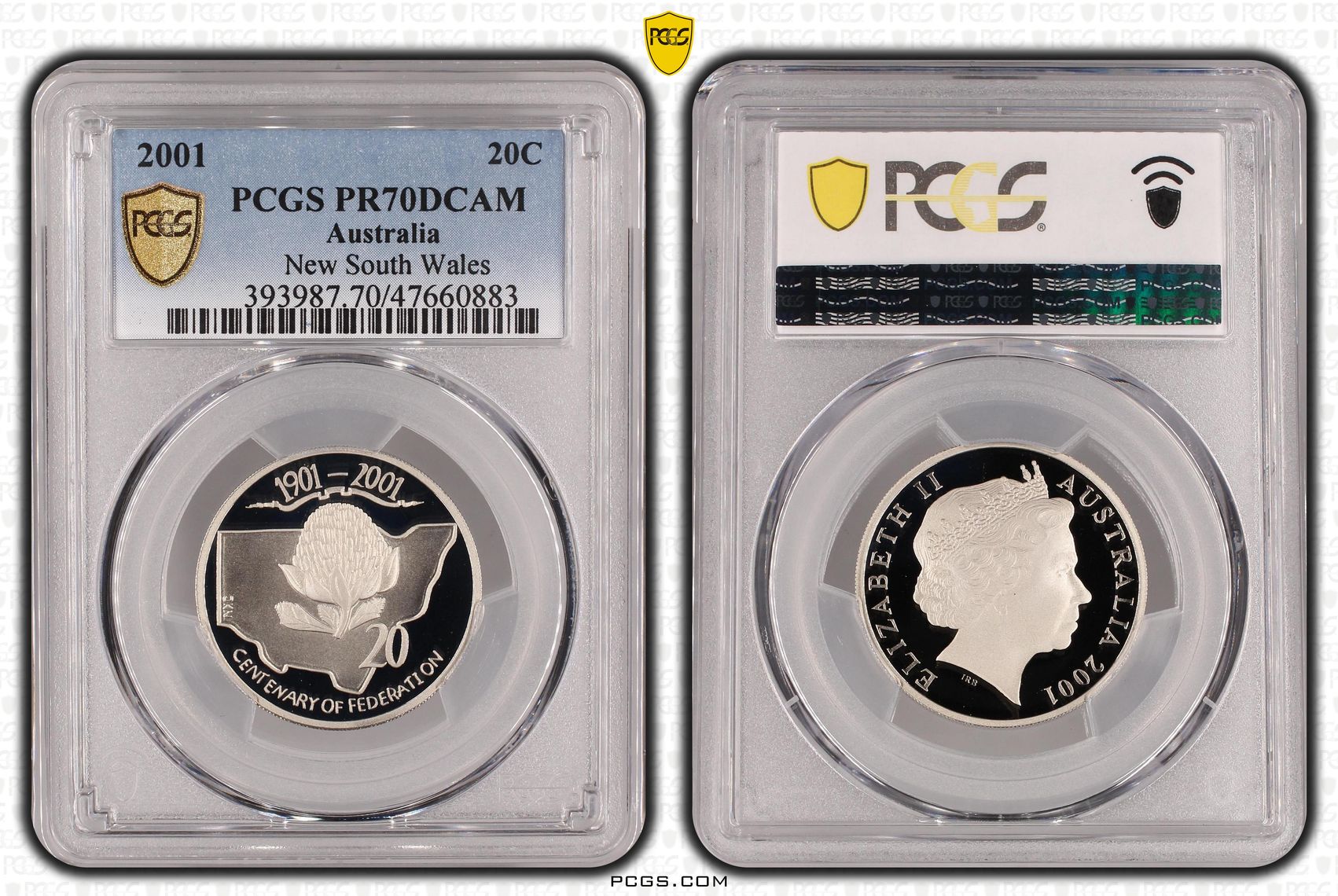 Elizabeth II, New South Wales, Twenty Cent, 2001, PCGS PR70DCAM