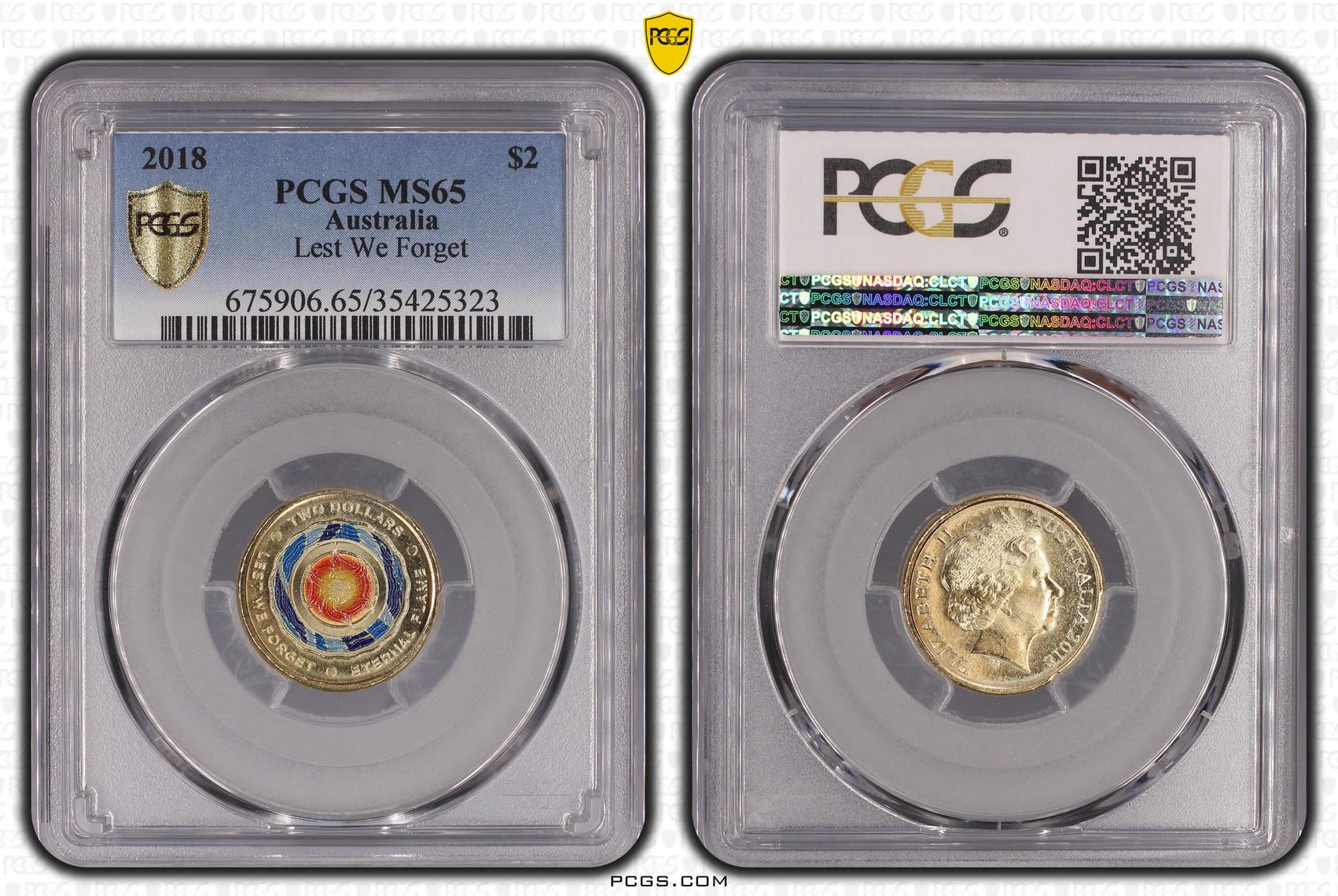 Lest We Forget - Eternal Flame, Two Dollar, 2018, PCGS MS65