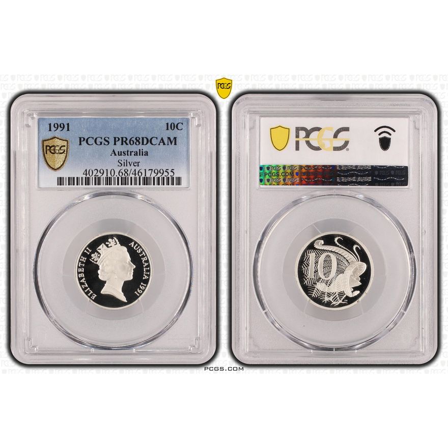 Silver, Ten Cent, 1991, PCGS PR68DCAM