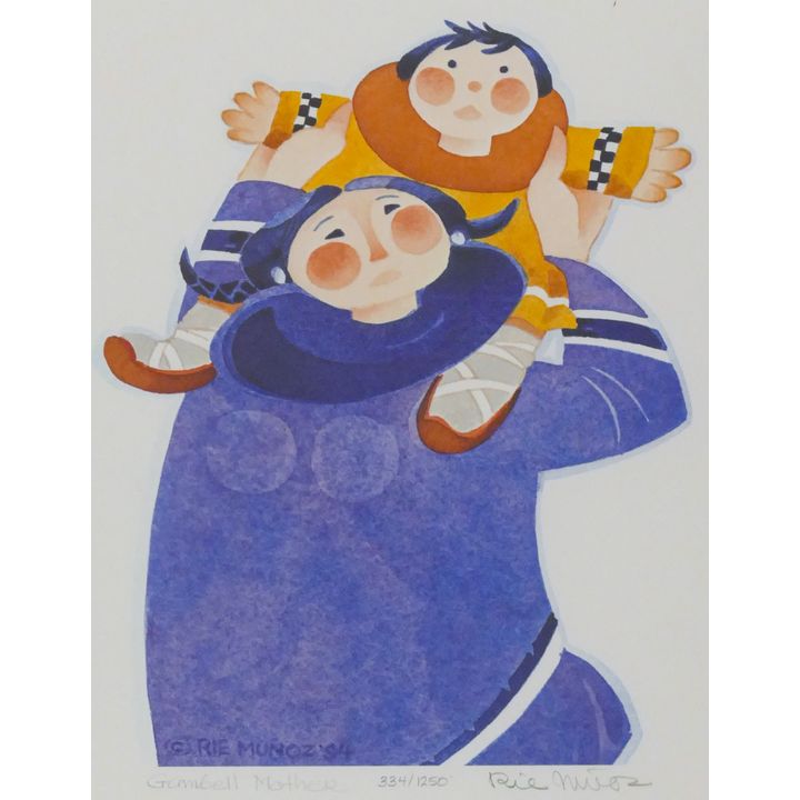 Rie Munoz ''Gambell Mother'' 1994 Signed Print 12.5'' x 10.75'' Sheet.